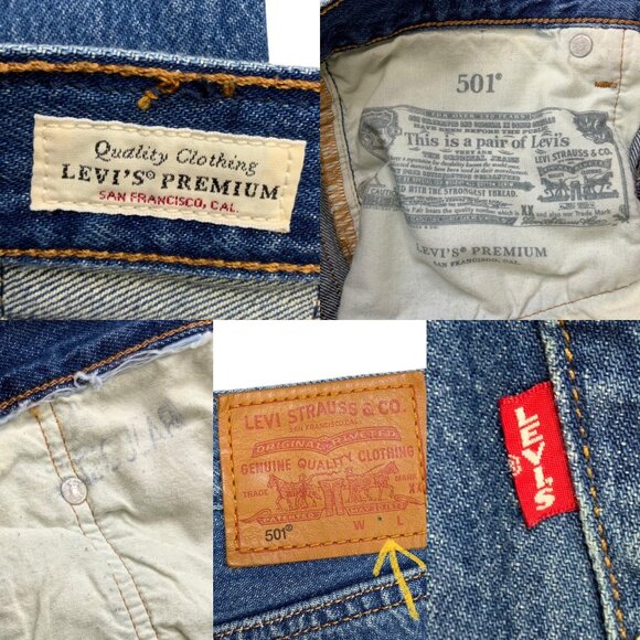 Levis Womens 501 Jeans 28 Blue Irregular Blue Raw Cuffs Mid Rise Straight Leg - Picture 4 of 12